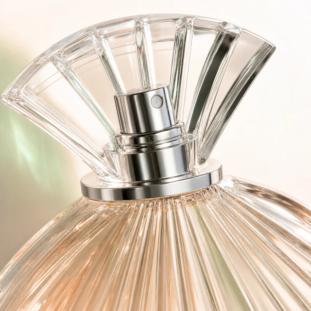 Fan Shape Perfume glass perfume bottle with sprayer and cap - packing view