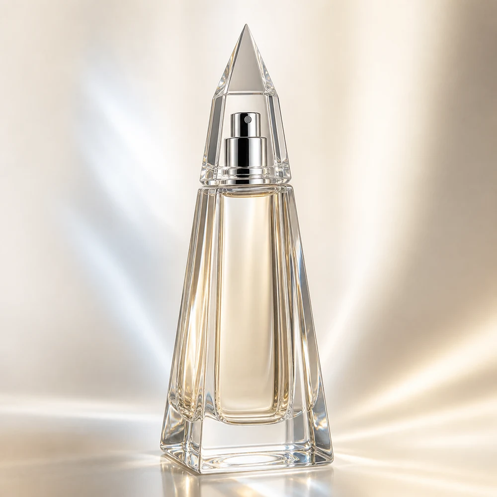 Obelisk Shape Perfume glass perfume bottle with sprayer and cap - front view