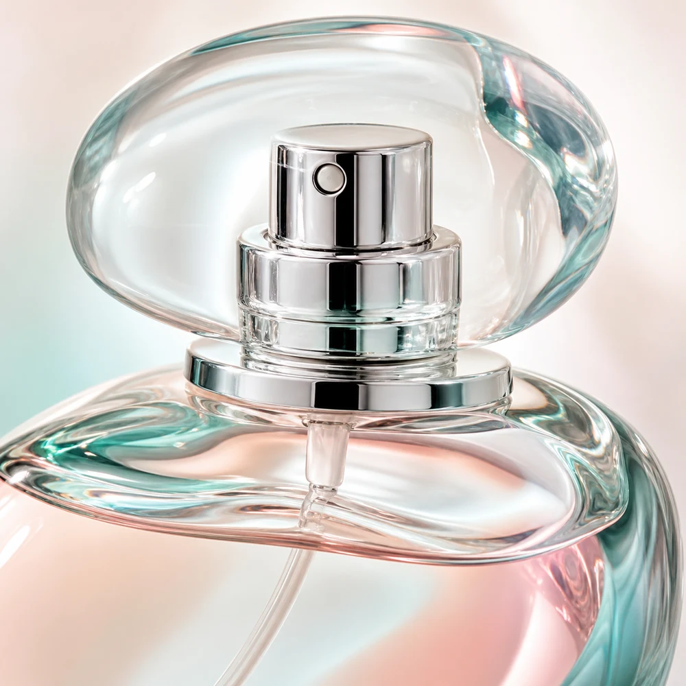 Pebble Shape Perfume glass perfume bottle with sprayer and cap - packing view