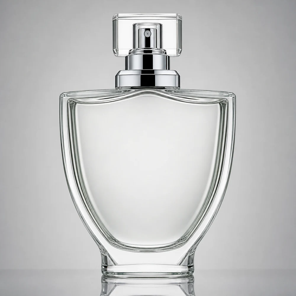 Shield Shape Perfume glass perfume bottle with sprayer and cap - decoration view