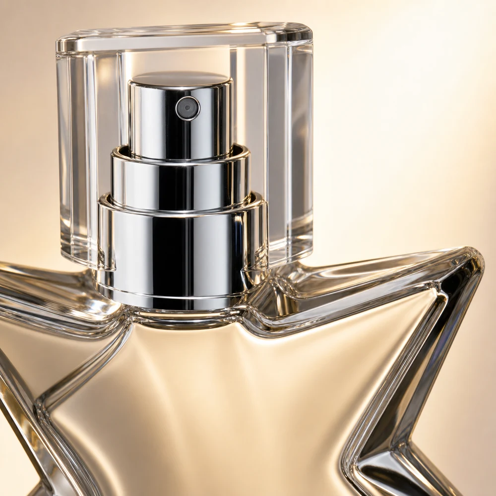 Star Shape Perfume glass perfume bottle with sprayer and cap - packing view