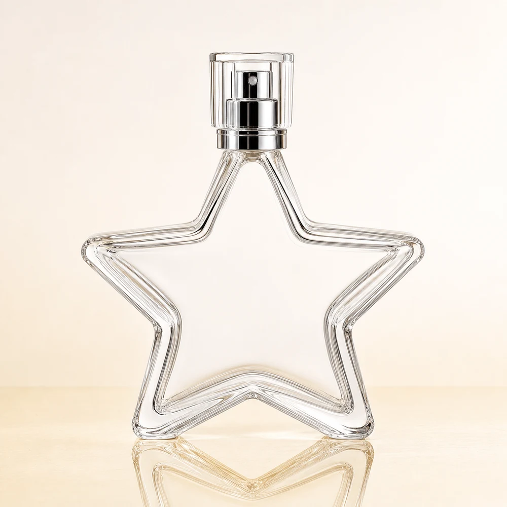Star Shape Perfume glass perfume bottle with sprayer and cap - decoration view