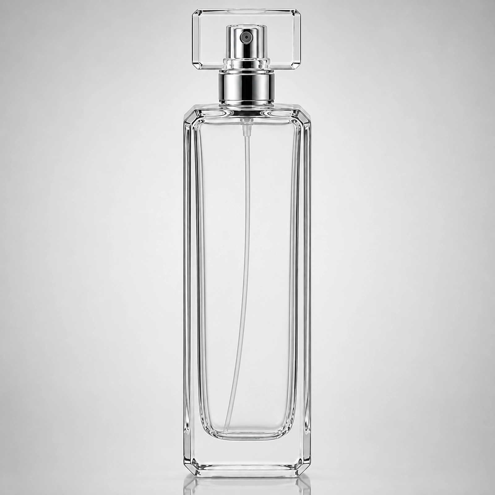 Tall Slim Perfume glass perfume bottle with sprayer and cap - decoration view