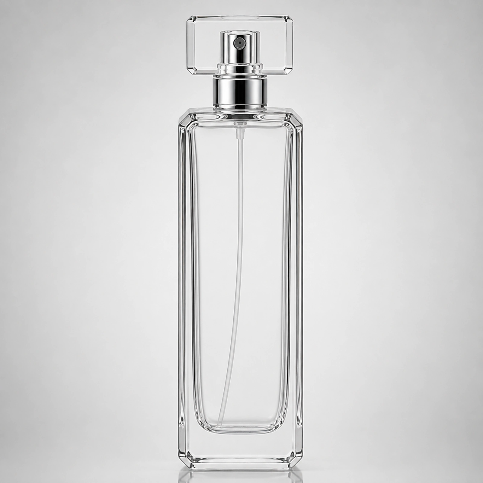 Tall Slim Perfume glass perfume bottle with sprayer and cap - front view