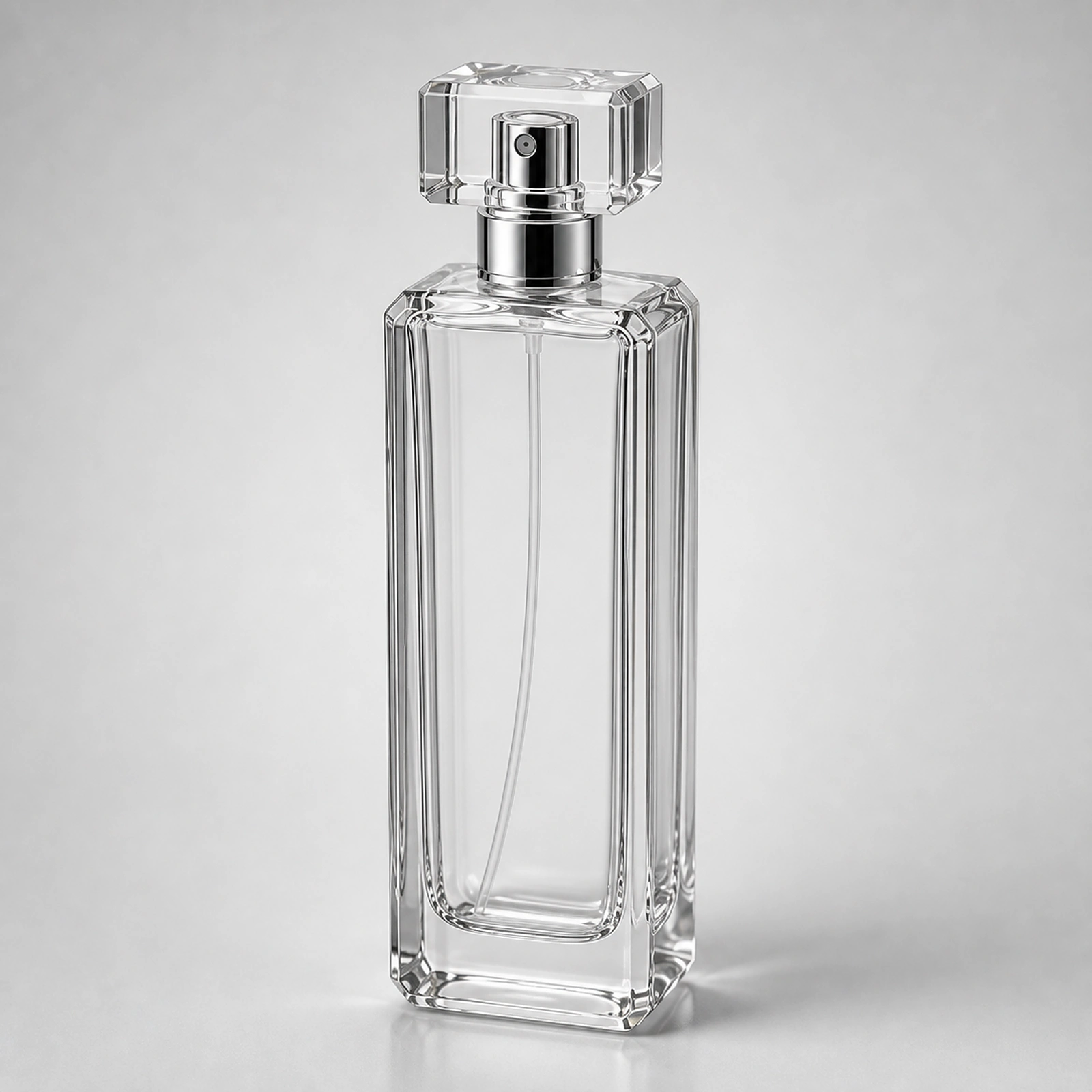 Tall Slim Perfume glass perfume bottle with sprayer and cap - closure detail