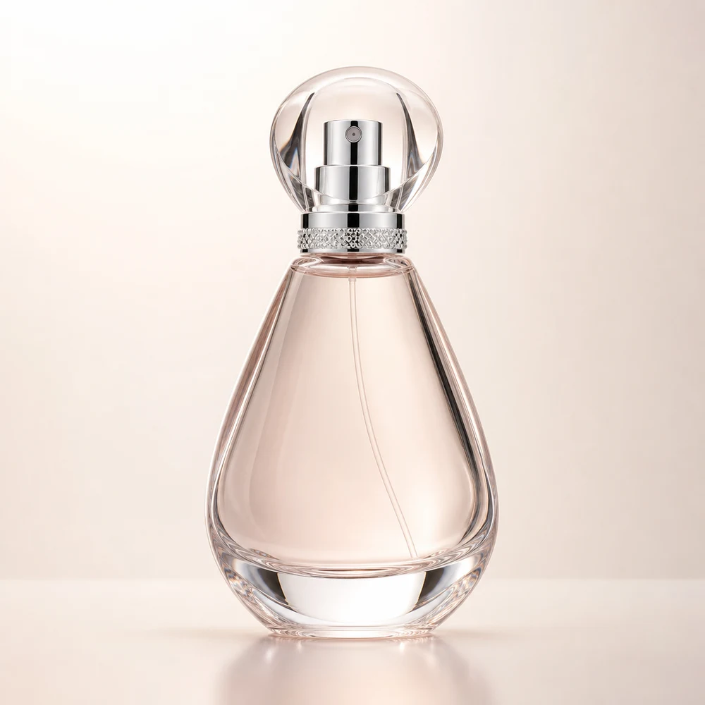 Teardrop Perfume glass perfume bottle with sprayer and cap - front view