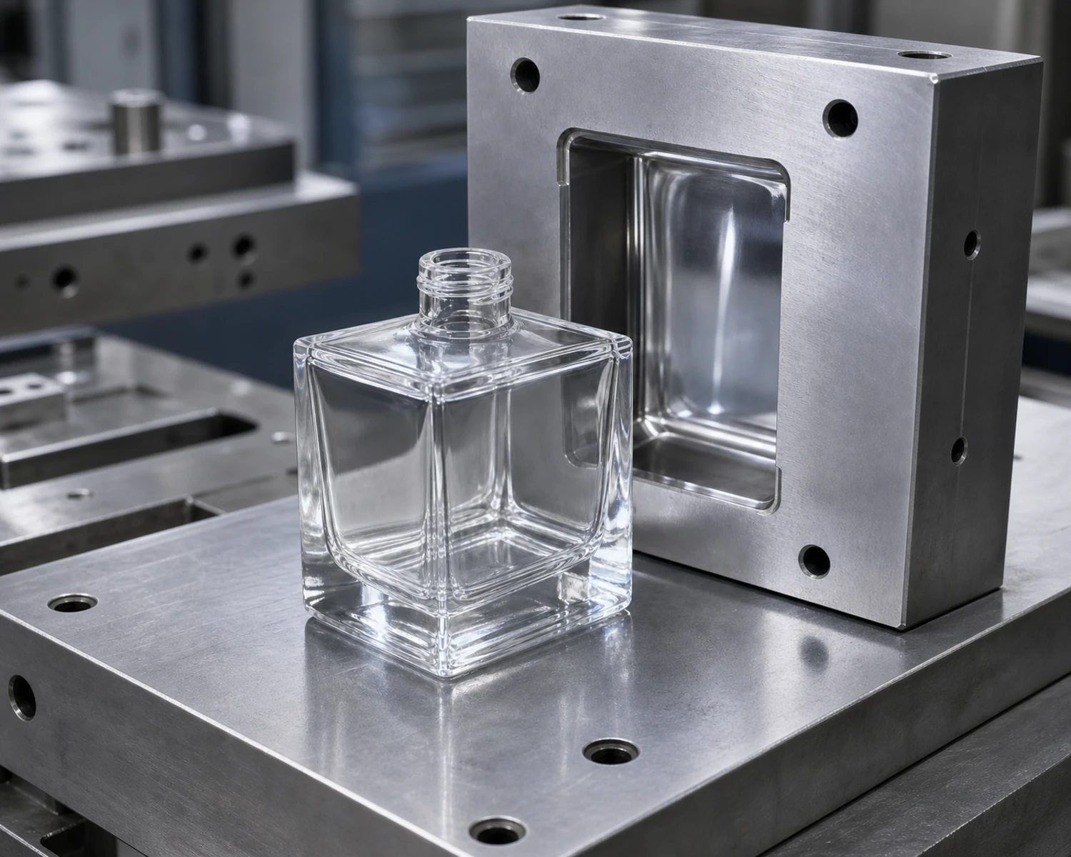 Cube Perfume Bottle glass process and craft detail for custom glass fragrance packaging