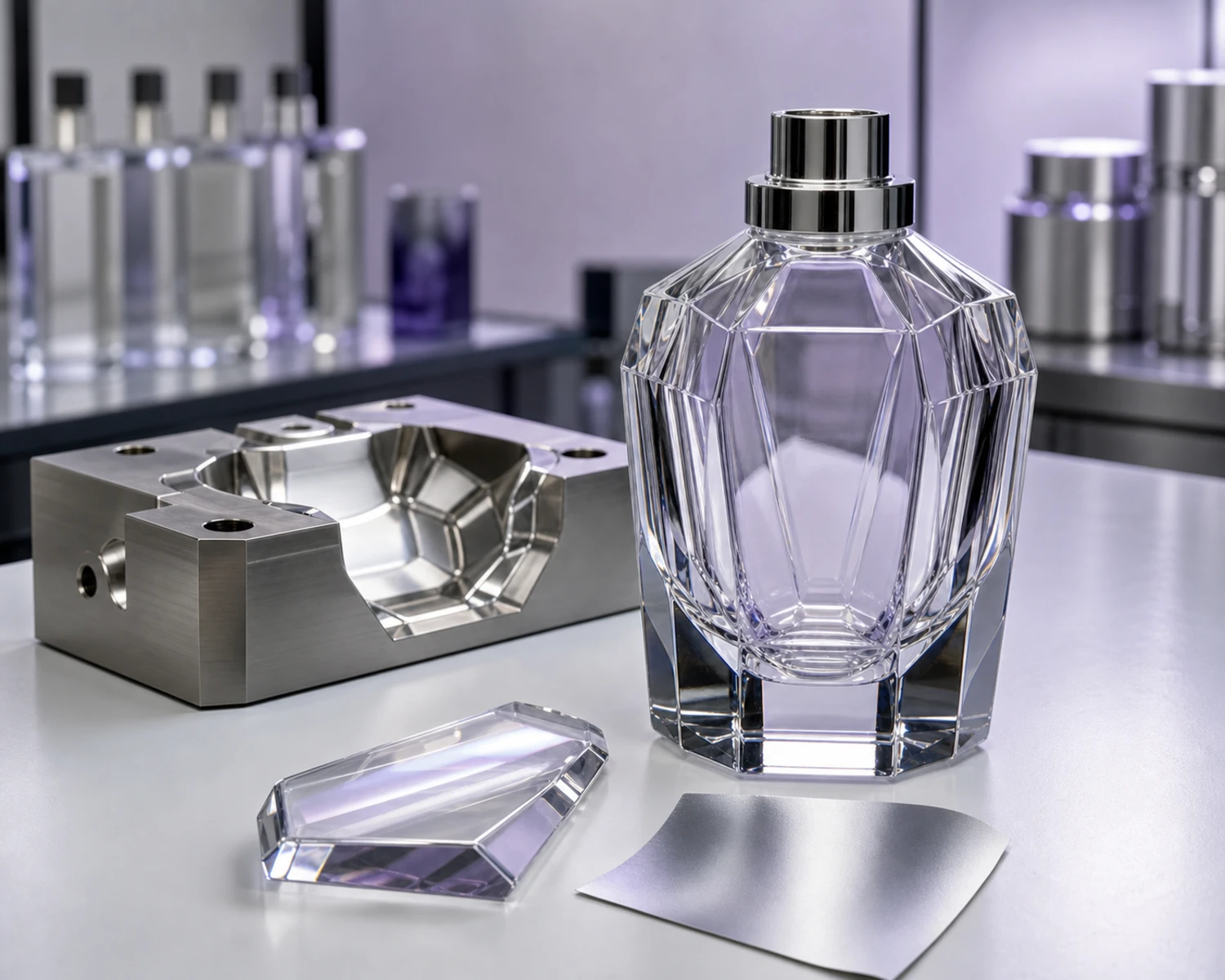Faceted Perfume Bottle glass process and craft detail for custom glass fragrance packaging