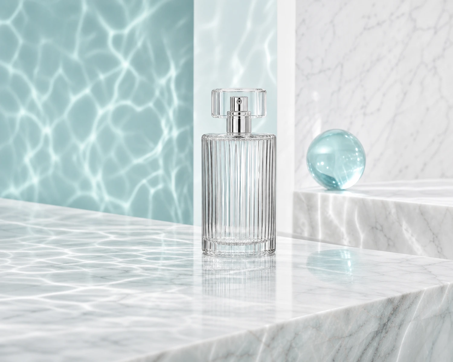 Fluted Perfume Bottle finished bottle effect render for custom glass fragrance packaging