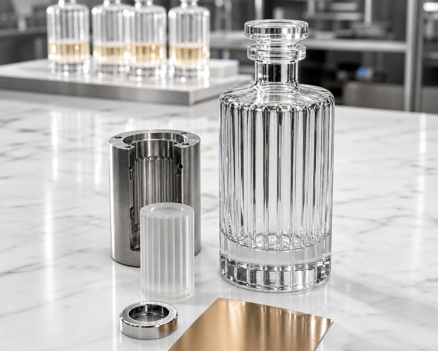 Fluted Perfume Bottle glass process and craft detail for custom glass fragrance packaging