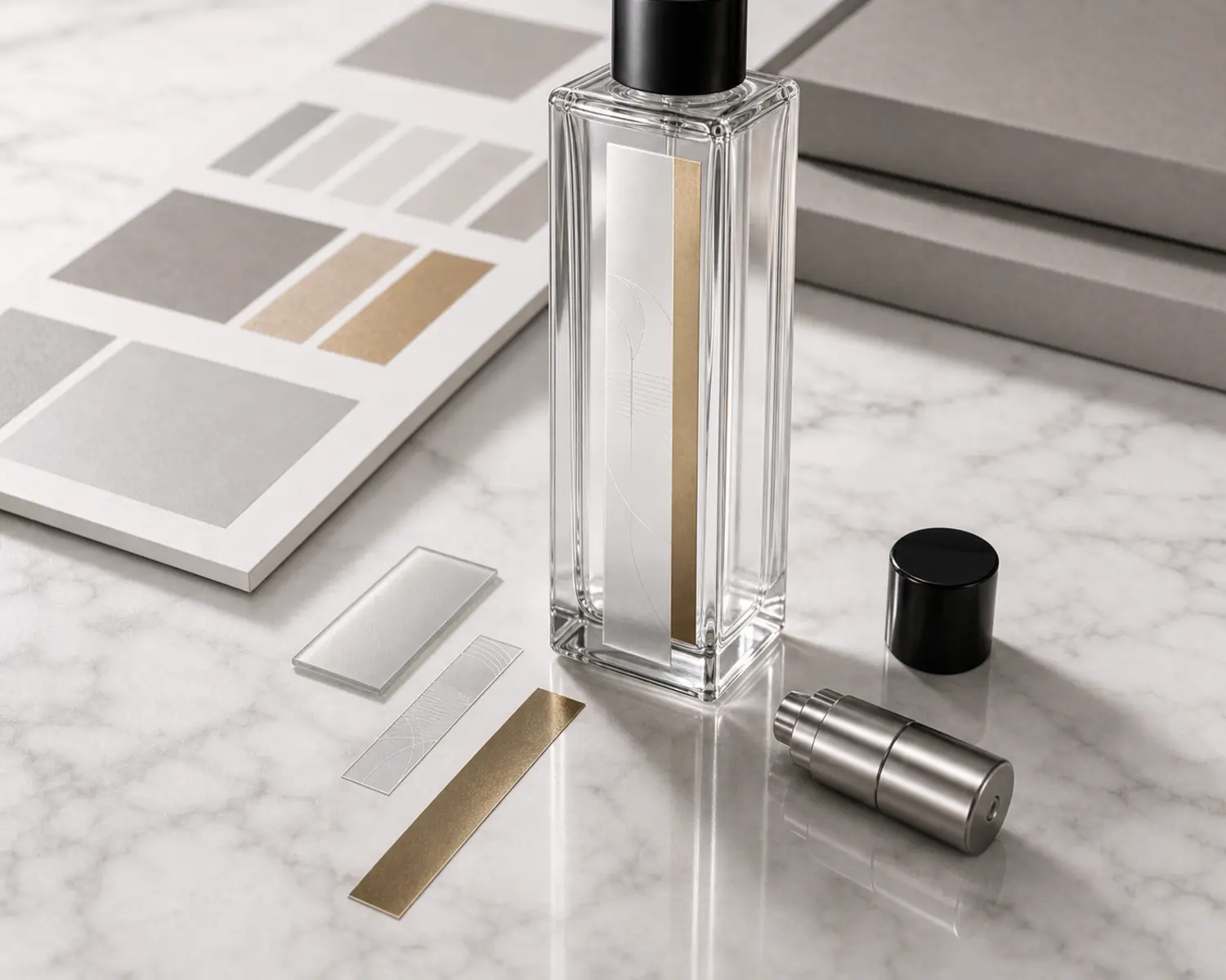 decoration process detail image of Rectangular Glass Perfume Bottle showing finish, printing or surface treatment