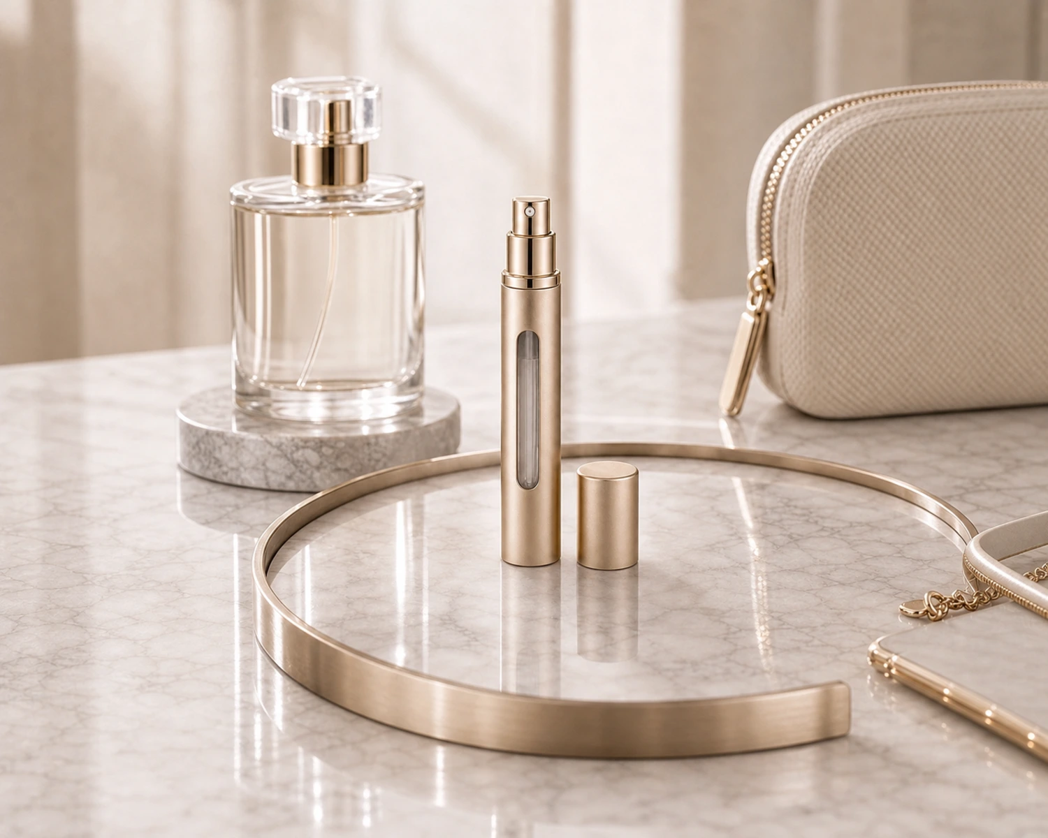 Refillable Travel Mini Perfume Bottle finished bottle campaign image showing luxury perfume packaging presentation
