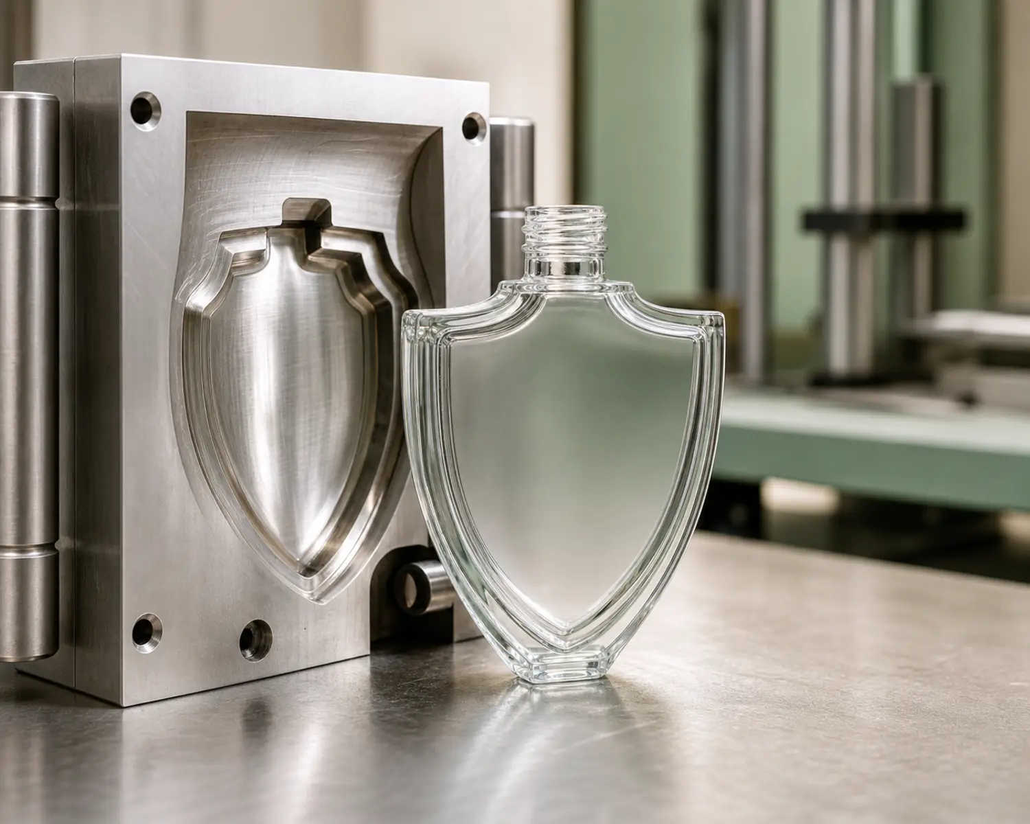 Shield Shape Perfume Bottle glass process and craft detail for custom glass fragrance packaging