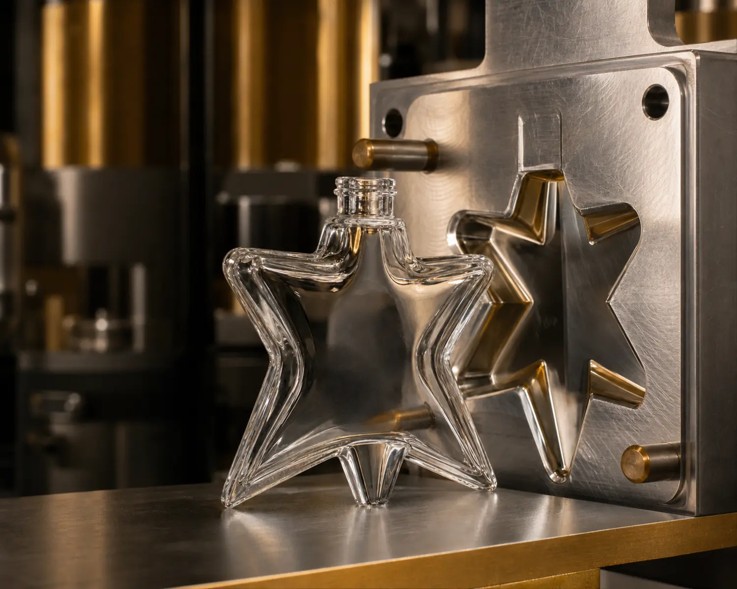 Star Shape Perfume Bottle glass process and craft detail for custom glass fragrance packaging