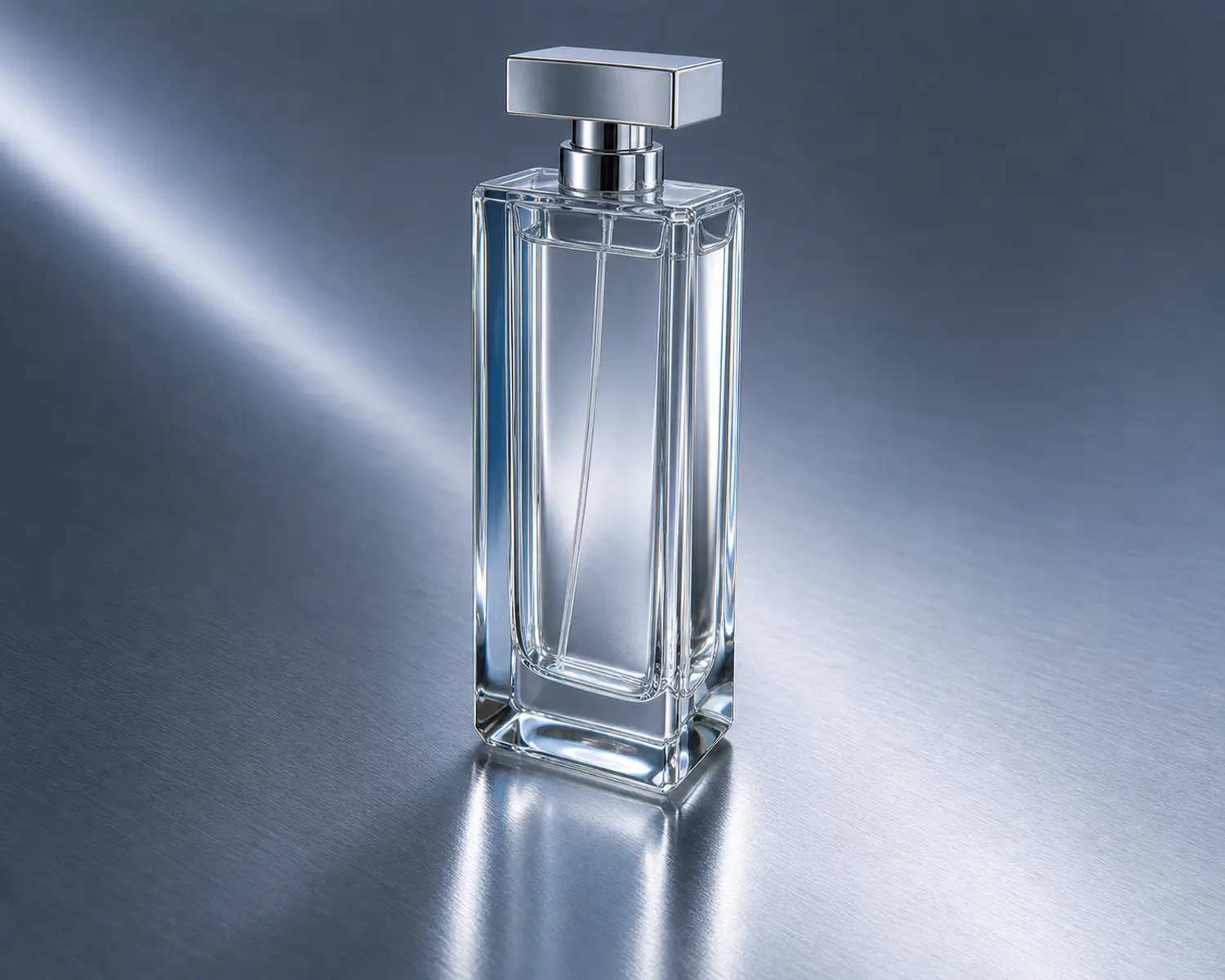 detail image of Tall Slim Perfume Bottle showing glass structure, label area and custom decoration potential