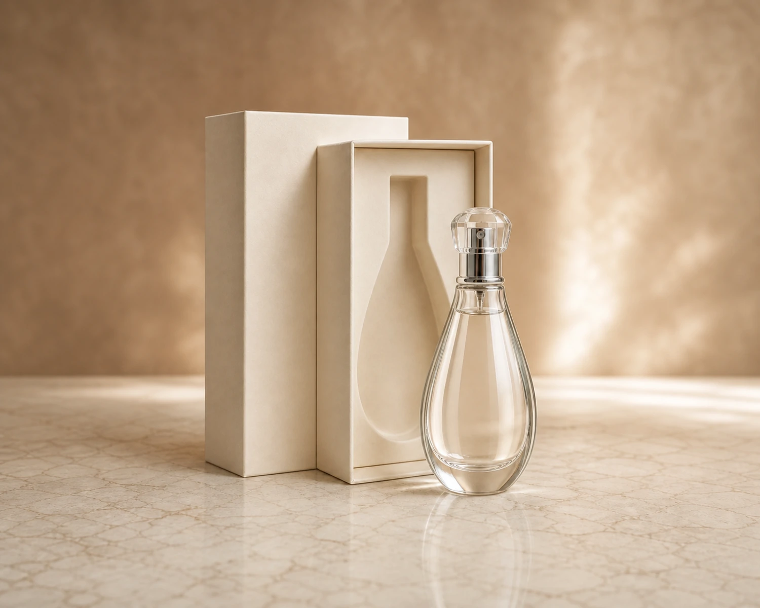 Teardrop Perfume Bottle bottle with retail box packaging for custom glass fragrance packaging