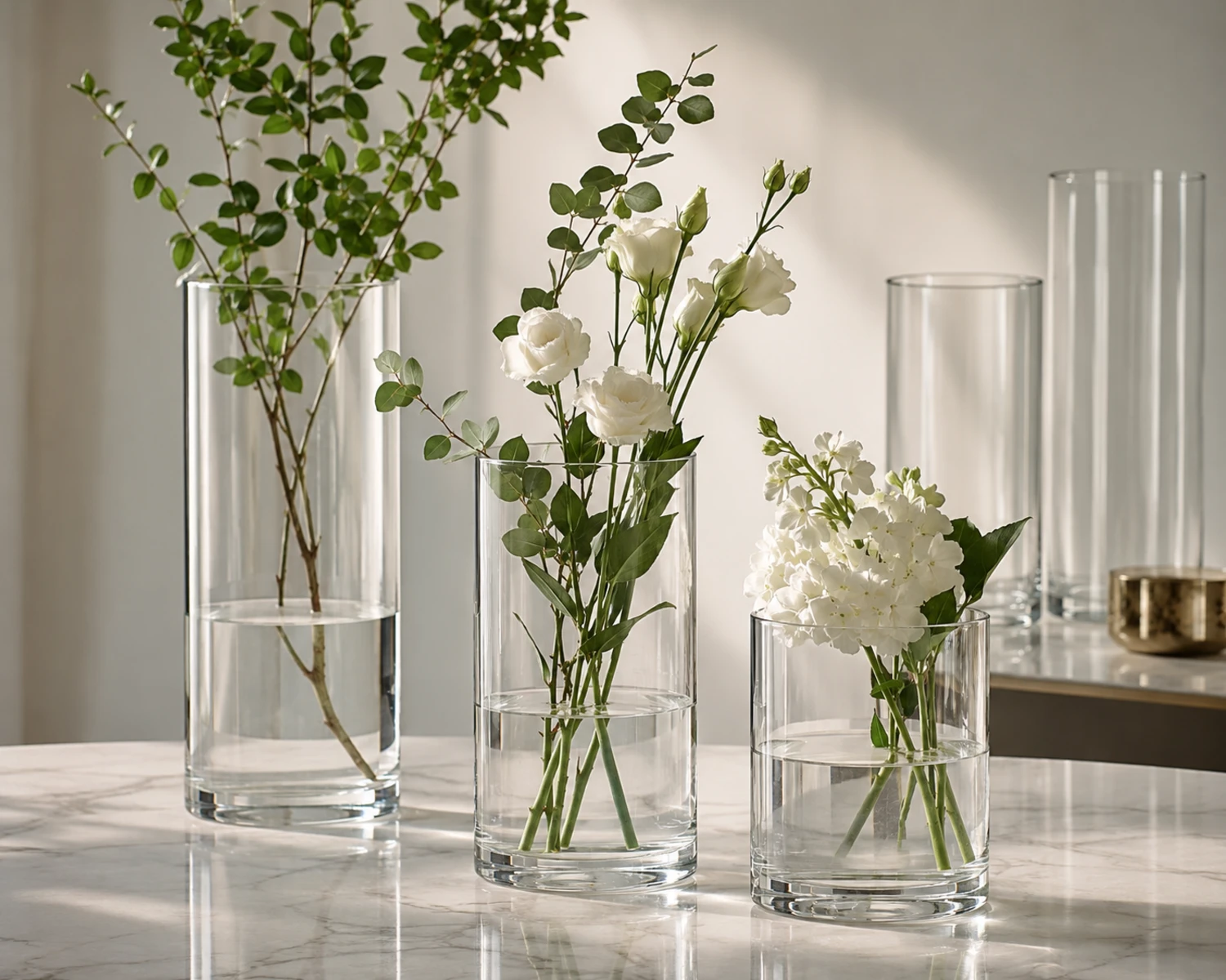 Cylinder Glass Vase finished vase campaign image showing premium decorative glass vase presentation