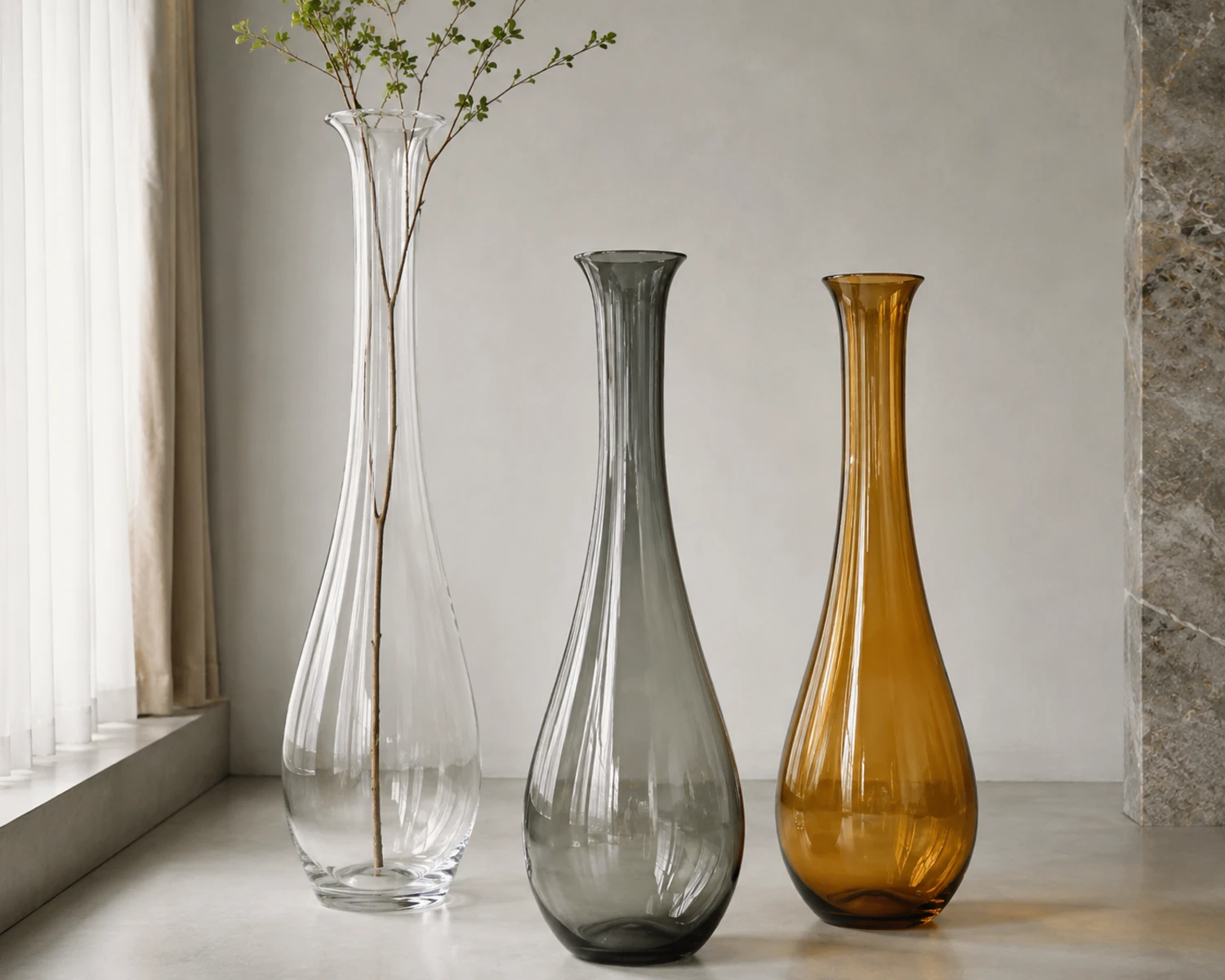 color and finish detail image of Floor Glass Vase showing glass texture, clarity or decorative surface