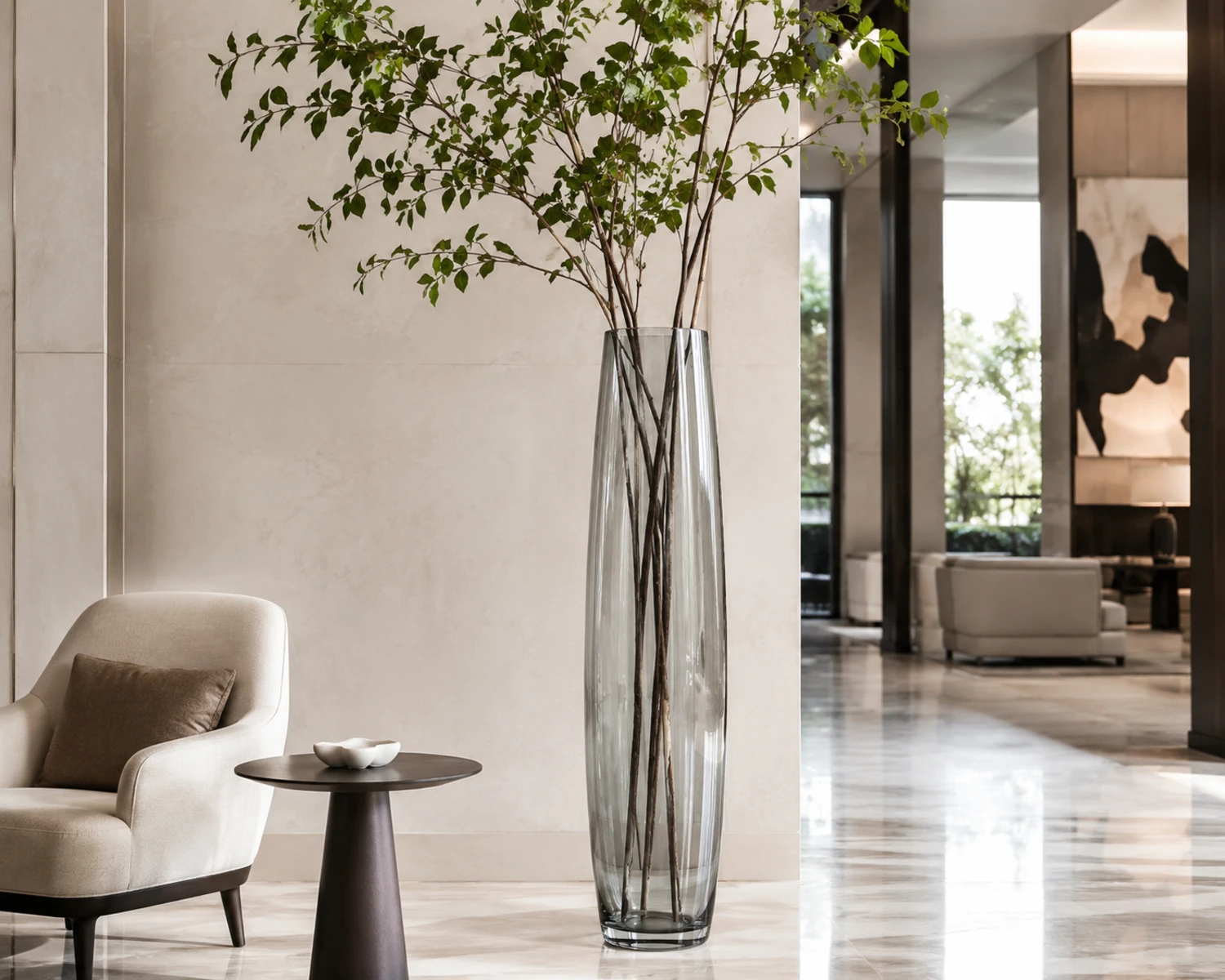 Floor Glass Vase finished vase campaign image showing premium decorative glass vase presentation