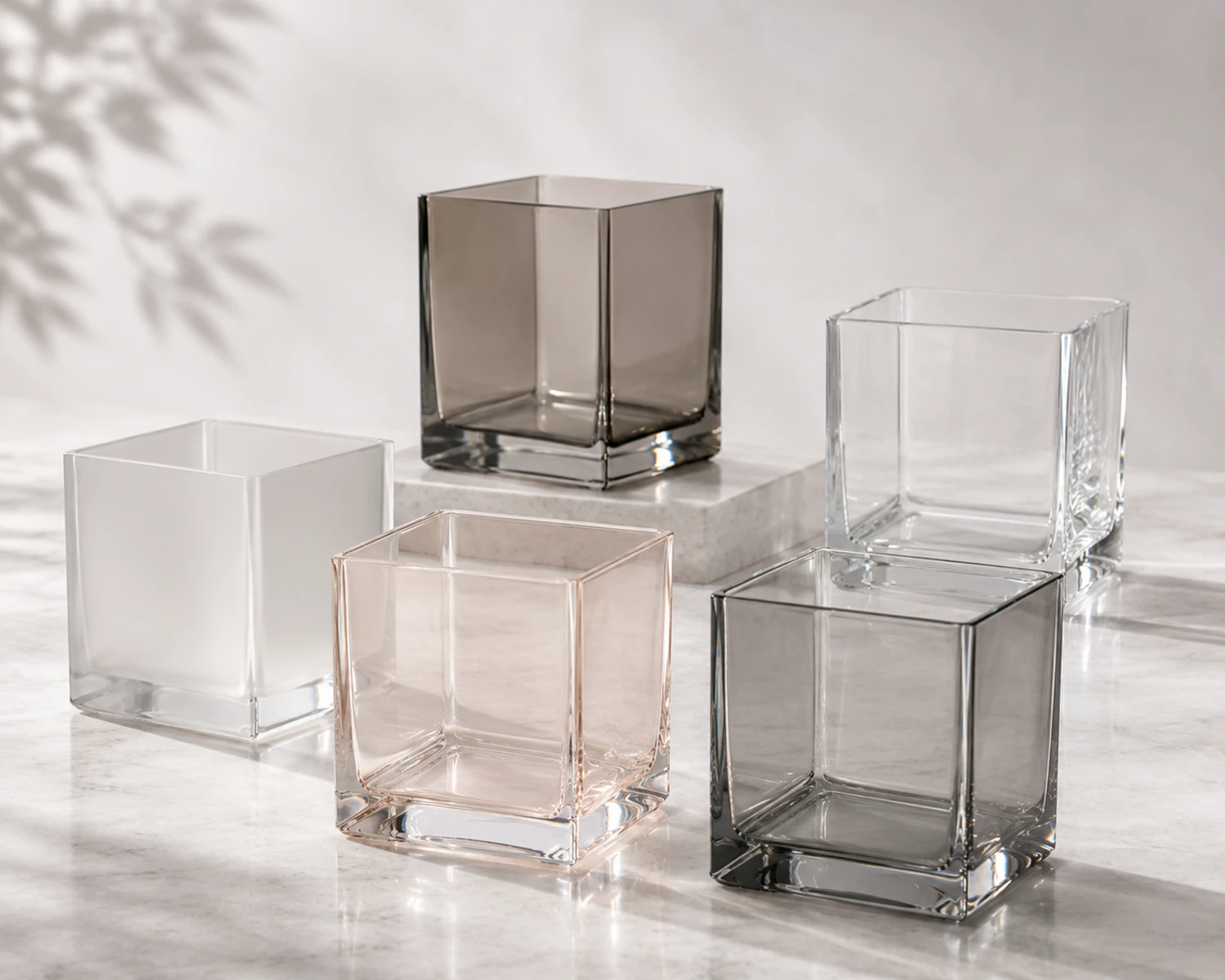 color and finish detail image of Square Glass Vase showing glass texture, clarity or decorative surface