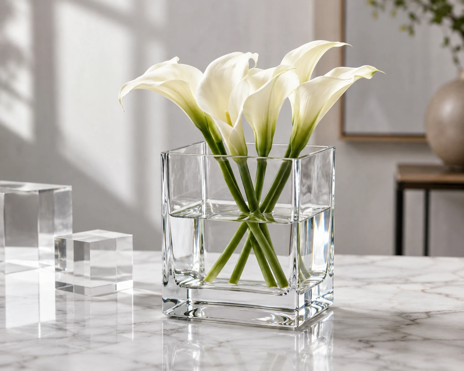 Square Glass Vase finished vase campaign image showing premium decorative glass vase presentation